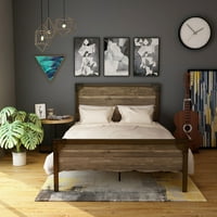 Amerikai bútorok Zevi panelágy, teljes, sötét dió és fekete