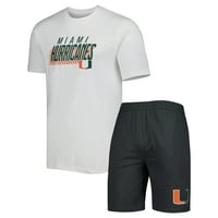 Férfi koncepciók sportszén fehér Miami Hurricanes Downfield póló és rövidnadrág