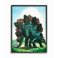 A gyerekszoba a Stupell Dinoszaurusz Field Green Blue Kids óvodai festmény keretes fal művészetet a szombat esti posztra