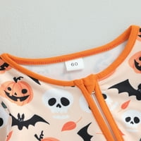 Biayxms baba Halloween Jumpsuit, Pamut Hosszú ujjú Legénység nyak tök nyomtatás cipzáras újszülött Romper Halloween