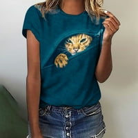 3D macska grafikus pólók Női kisállat ruhák rövid ujjú nyári felsők Divat Kerek nyakú Ajándékok póló Lady Tee, Flowy