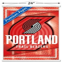 Portland Trail Blazers-Logo fali poszter fa mágneses kerettel, 22.375 34