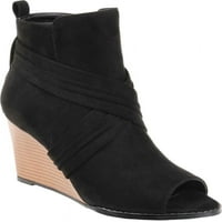 Női folyóiratgyűjtemény Sabeena Open Toe Wedge Heel Bootie Black Fau Suede M