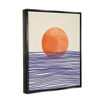 Stupell kortárs tengeri táj napsütés absztrakt festmény fekete úszó keretes művészeti nyomtatási fal művészet