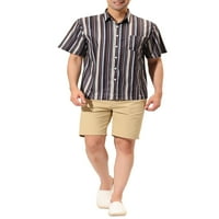 Egyedi alku a férfi alkalmi nyári strand rövid ujjú gombbal lefelé csíkos ing
