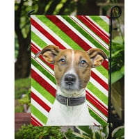 Carolines kincsek KJ1169GF Candy Cane ünnep Karácsony Jack Russell Terrier zászló kert mérete, kert mérete, Többszínű