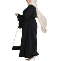 Eleluny nők muszlim iszlám Maxi ruha lobbant ujjú köntös Arab laza hosszú ruha fekete 2XL