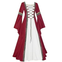 Huaai Női Vintage egyszínű harang ujjú hercegnő ruha gótikus hűvös elegáns ruha M