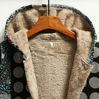 vbnergoie női téli meleg felsőruházat nyomtatás kapucnis zsebekkel Vintage kabátok kardigán Korlátozott Pulóver Női