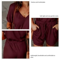 Nyári Jumpsuits Felső És Rövidnadrág V Nyak Derék Nyakkendő Jumpsuit