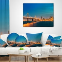 Designart megvilágított San Francisco Skyline - Cityscape Drow Pillow - 12x20