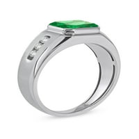 A császári drágakő sterling ezüst smaragdvágás smaragdot teremtett és fehér zafír férfi gyűrűt hozott létre