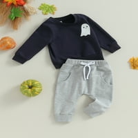 Sprifallbaby Toddler Boys őszi ruhák Ghost Print Crew nyak Hosszú ujjú pulóverek és hosszú nadrág Halloween ruhák szett