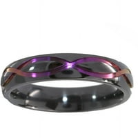 Félkerekű fekete cirkónium gyűrű a végtelen szimbólummal lila eloxálva