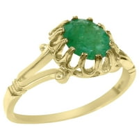 Brit készült 14K sárga arany természetes smaragd Női eljegyzési gyűrű - méret opciók-méret 7.75