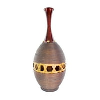 Heather Ann alkotások w in. Clayton fonott bambusz váza dekoratív szalaggal, piros