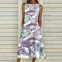 qucoqpe női nyári ruhák divatos Plusz méretű Maxi ruha alkalmi laza Legénység nyak ujjatlan Virágmintás Sundresses