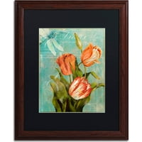 Védjegy képzőművészet tulipánok Ablaze III vászon művészet színes pékség, fekete matt, fa keret