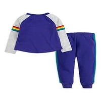 Crayola kisgyermek és kislányok Rainbow Varsity póló és Jogger Sweatpants, 2 részes Ruhakészlet, 2t-6x méretek