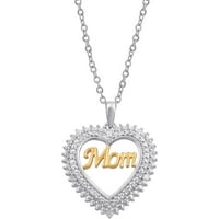 Carat T.W. Gyémánt sterling ezüst kéttónusú anya belsejű szív medál, 18 lánc