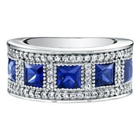 A CT Princess Cut készítette a Blue Sapphire Channel gyűrűs gyűrűt ezüstben