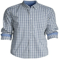 A George Men's Classic Fit hosszú ujjú Plaid Poplin ing, akár 5xl méretű