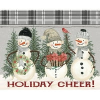 Jacobs, Cindy Fekete Modern Keretes Múzeum Művészeti Nyomtatás Címmel-Holiday Cheer Snowmen