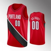 NBA_ Jersey Portland Trail Blazers férfiak Damian Lillard C. J. McCollum Carmelo Anthony piros nyilatkozat egyedi mez