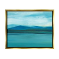 Clumell felhős kék tó hegyi jelenet tájfestés arany úszó keretes művészeti nyomtatási fal művészet