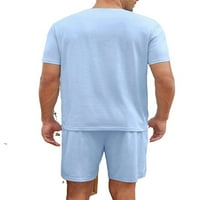 Letter grafikus Kerek nyakú pizsama készletek rövid ujjú baba kék férfi Loungewear készletek PJ szett