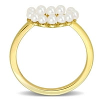 Miabella női tenyésztett édesvízi fehér gyöngy 14kt sárga arany nyitott szívgyűrű