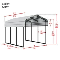 Nyíl Horganyzott acél Carport, ft, fekete faszén