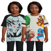 Az Avengers Boys Raglan rövid ujjú grafikus pólók, 2-Pack, Méret 4-12