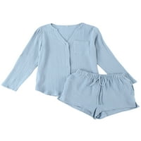Bomotoo Női két ruhák Lounge Set hosszú ujjú póló alkalmi melegítőben Pjs zsebekkel felsők és rövidnadrág hálóruha
