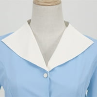 Nyári ruhák nőknek Rövid ujjú szilárd Divat középhosszú A-vonalú V-nyakú ruha Kék L