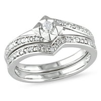 Miabella női karátos T.W. Gyémánt esküvői és eljegyzési gyűrűk, amelyek ezüstben vannak beállítva