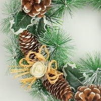 Karácsonyi koszorú cédrus dekoratív, dekoratív koszorú szimuláció fenyőtoboz koszorú medál ajtó fali függő dekoráció