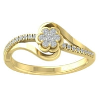 Araiya 10K sárga arany gyémánt virág zenekar gyűrű, méret 8
