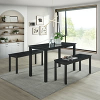 Kastély helye egyszerű 3 darabos Wooddining asztalkészlet, fekete