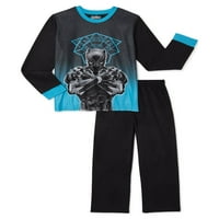 Fekete Panther fiúk hosszú ujjú felső és nadrág pizsama alváskészlet, 2 darab, méret 4-12