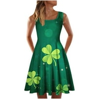 Női Spagetti ruha divat női nyári tér nyak St. Patrick nyomtatás laza kényelmes Ujjatlan Ruha Holiday Clearance