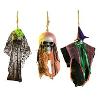 Ruanlalo Halloween koponya medál Tartós hátborzongató fekete szemű koponya dísz hálóval a párt kísértetjárta ház dekorációjához