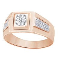 Kerek alakú fehér természetes gyémánt férfi divat zenekar gyűrű 10k Rózsa arany gyűrű mérete-13.5