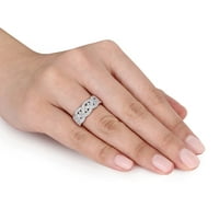 Miabella női karátos T.W. Gyémánt sterling ezüst fonott gyűrű