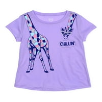 Wonder Nation lányok rövid ujjú zsiráf póló, Méretek 4- & Plus