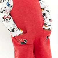 Minnie Mouse baba és kisgyermek lányok hosszú ujjú póló és Romper, felszerelés szett, méretek 12M-5T