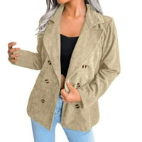 Wefuesd kabátok női nők Dupla kordbársony kabát hosszú ujjú munka Irodai Alkalmi barátja Lounge szett női Khaki XL