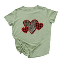 Alkalmi felsők Női Női Valentin-nap szív nyomtatott rövid ujjú felsők blúz póló Zöld XL