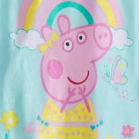 Peppa sertés kisgyermek lány rövid ujjú szivárványos pizsamák, 2 darabos készlet