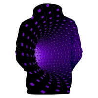 Férfi pulóverek hosszú S1eeve kapucnis felsők 3D digitális nyomtatás Lila Xl